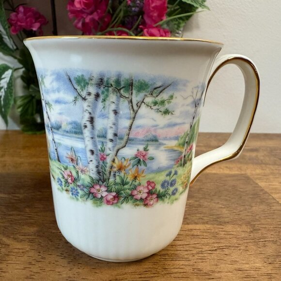 Royal Albert Silver Birch Mug Bone China England – Floral Birch Tree Tea Coffee - Picture 3 of 8